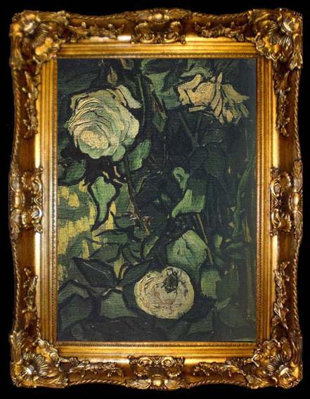 framed  Vincent Van Gogh Roses and Beetle (nn04), ta009-2